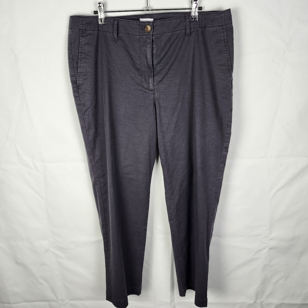 J. Jill Womens Gray Cotton Tencel Blend Straight Leg Chino Pants Size 14